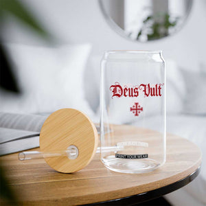 Catholic Knights Templar Cross Glass Can Crusader Deus Vult TS10 Print Your Wear