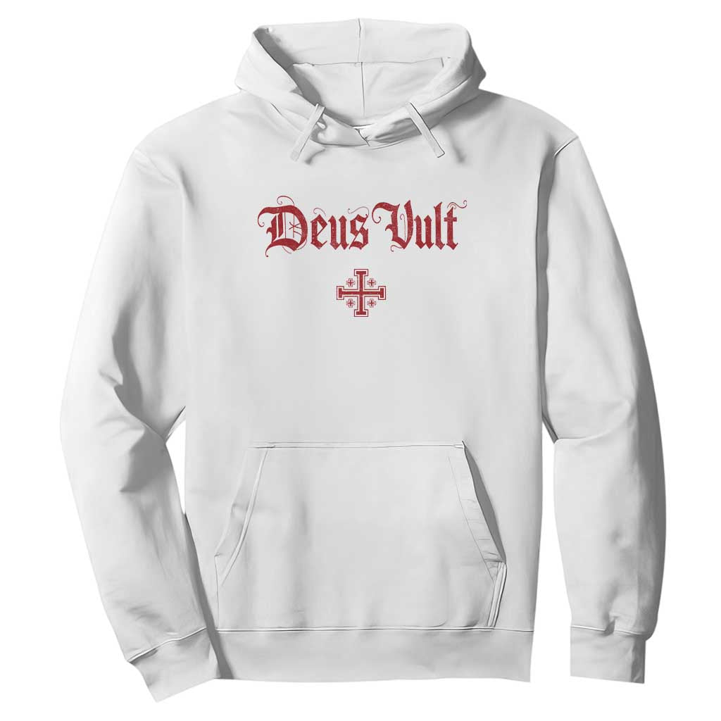 Catholic Knights Templar Cross Hoodie Crusader Deus Vult TS10 White Print Your Wear