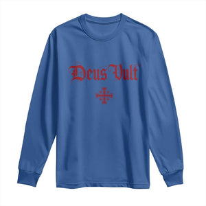 Catholic Knights Templar Cross Long Sleeve Shirt Crusader Deus Vult TS10 Royal Blue Print Your Wear