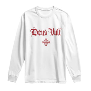 Catholic Knights Templar Cross Long Sleeve Shirt Crusader Deus Vult TS10 White Print Your Wear