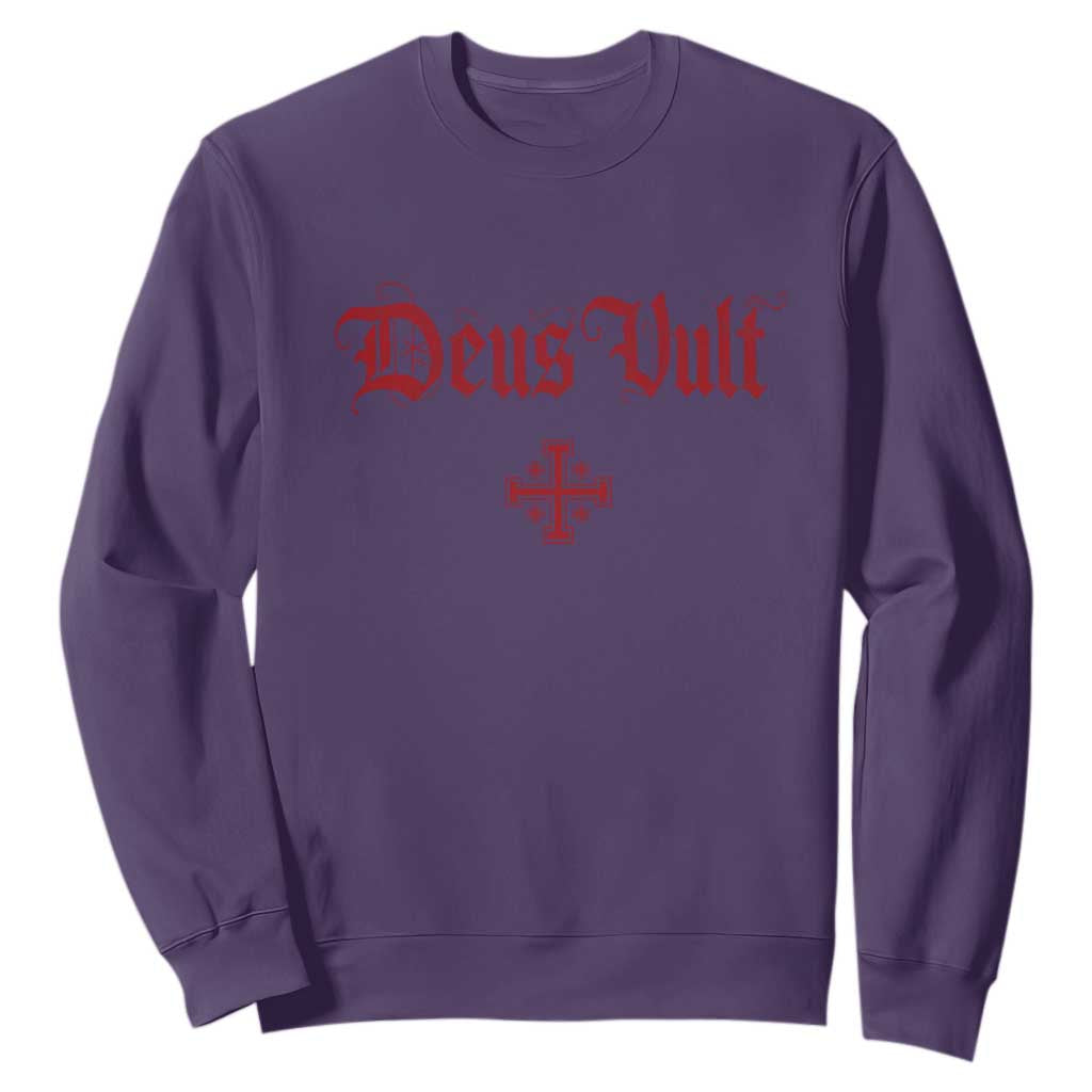 Catholic Knights Templar Cross Sweatshirt Crusader Deus Vult TS10 Purple Print Your Wear