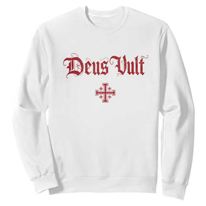 Catholic Knights Templar Cross Sweatshirt Crusader Deus Vult TS10 White Print Your Wear