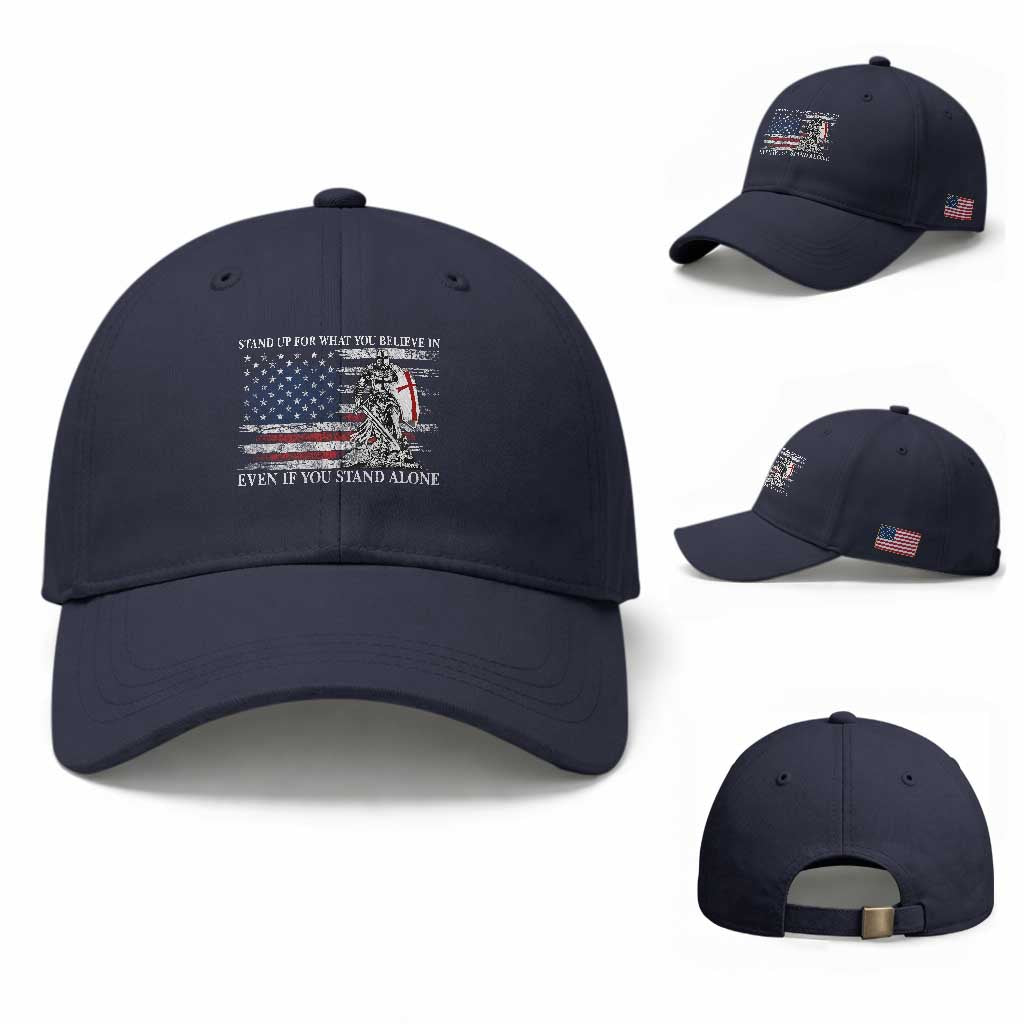 Catholic Knight Templar Baseball Cap American Flag Crusader Cross TS10 Baseball Cap Universal Fit Navy Print Your Wear