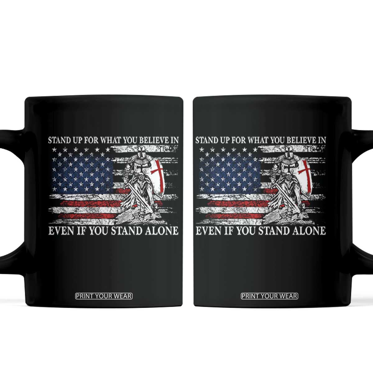 Catholic Knight Templar Coffee Mug American Flag Crusader Cross TS10 Black Print Your Wear