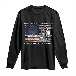 Catholic Knight Templar Long Sleeve Shirt American Flag Crusader Cross TS10 Black Print Your Wear