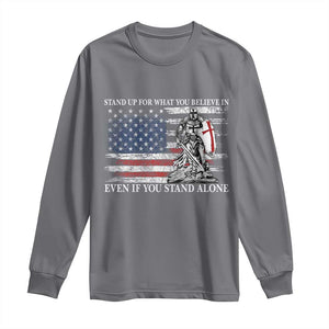 Catholic Knight Templar Long Sleeve Shirt American Flag Crusader Cross TS10 Charcoal Print Your Wear