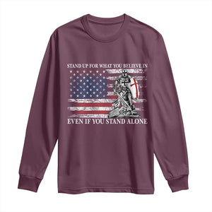 Catholic Knight Templar Long Sleeve Shirt American Flag Crusader Cross TS10 Maroon Print Your Wear