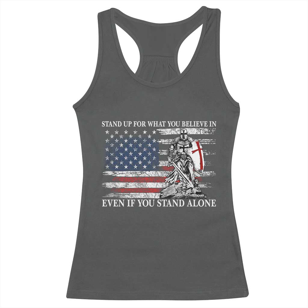 Catholic Knight Templar Racerback Tank Top American Flag Crusader Cross TS10 Dark Heather Print Your Wear