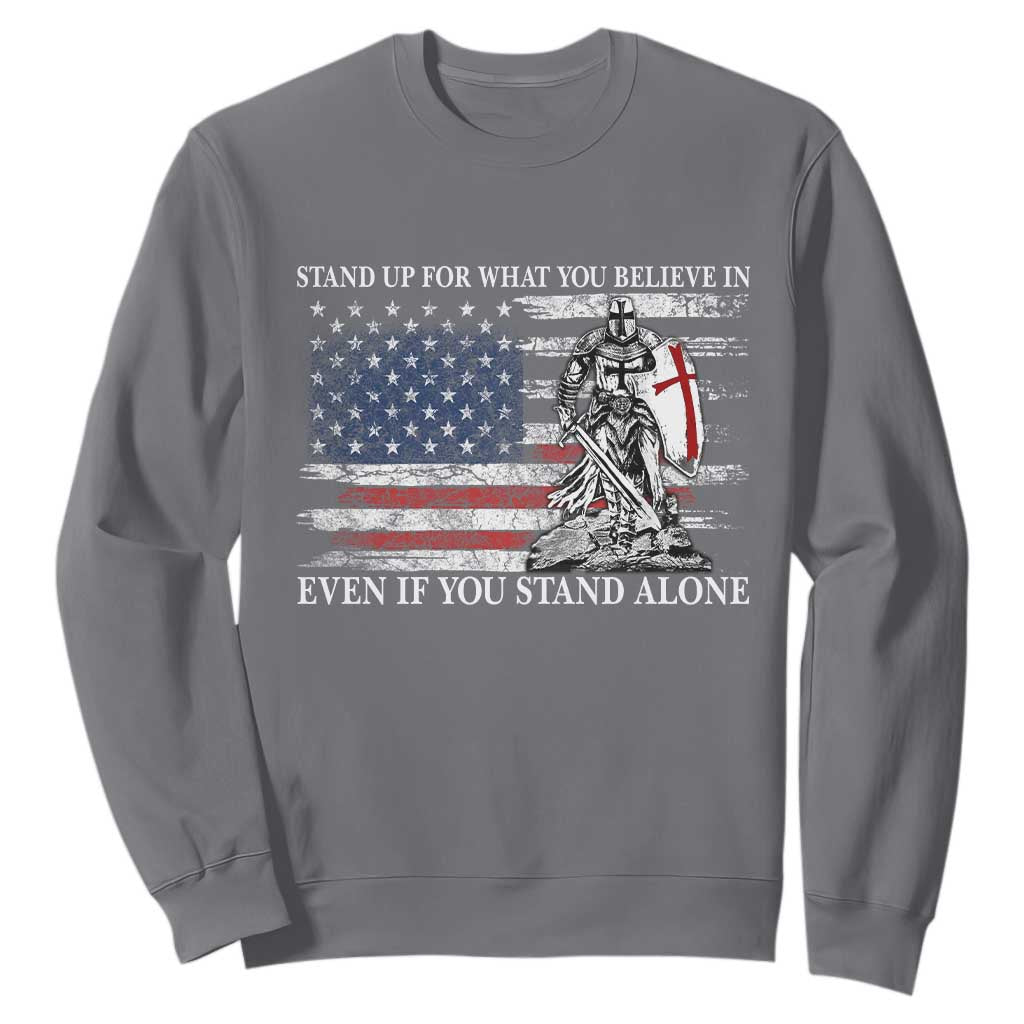 Catholic Knight Templar Sweatshirt American Flag Crusader Cross TS10 Charcoal Print Your Wear