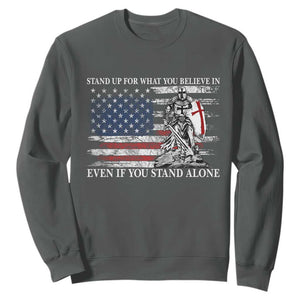 Catholic Knight Templar Sweatshirt American Flag Crusader Cross TS10 Dark Heather Print Your Wear