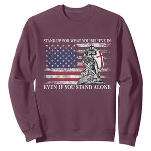 Catholic Knight Templar Sweatshirt American Flag Crusader Cross TS10 Maroon Print Your Wear