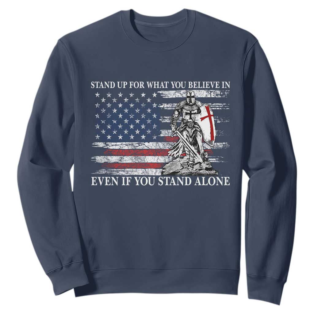 Catholic Knight Templar Sweatshirt American Flag Crusader Cross TS10 Navy Print Your Wear