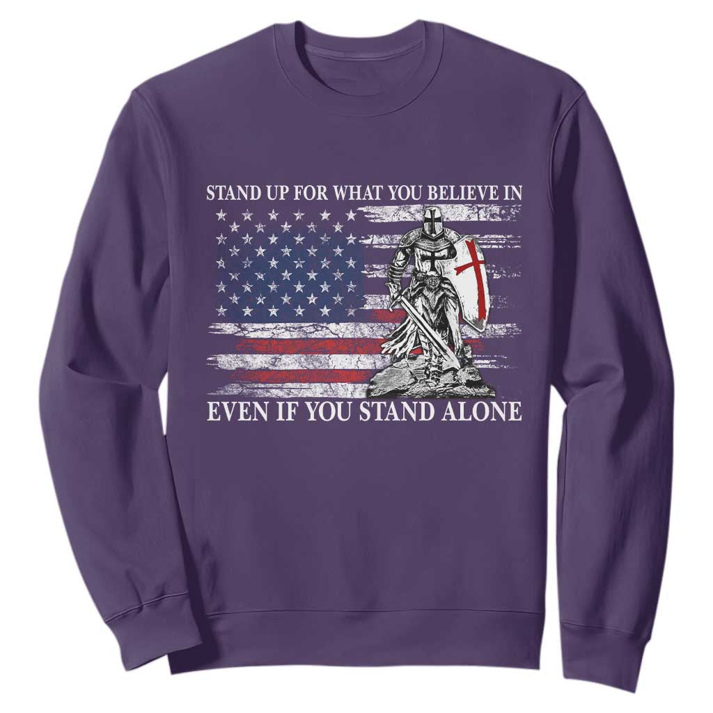 Catholic Knight Templar Sweatshirt American Flag Crusader Cross TS10 Purple Print Your Wear