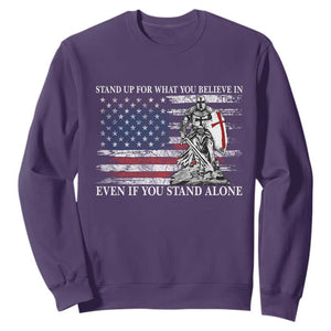 Catholic Knight Templar Sweatshirt American Flag Crusader Cross TS10 Purple Print Your Wear