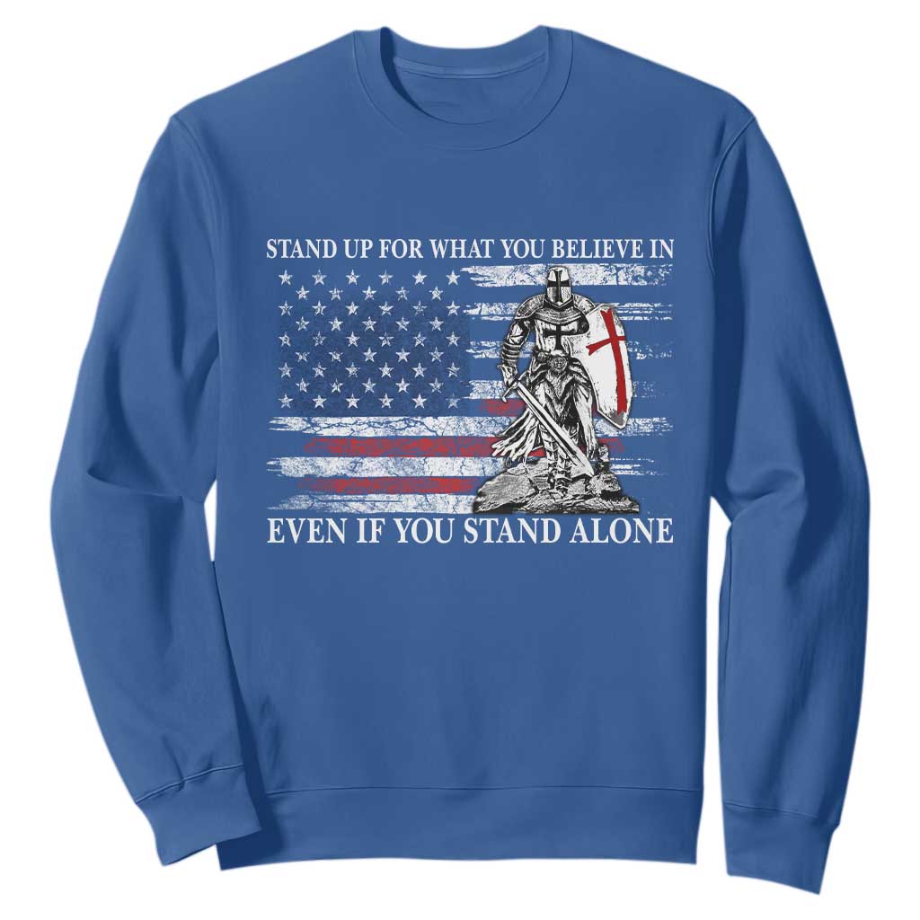 Catholic Knight Templar Sweatshirt American Flag Crusader Cross TS10 Royal Blue Print Your Wear