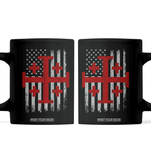 Catholic Crusader Cross Coffee Mug Knight Templar Patriotic American Flag TS10 Black Print Your Wear