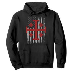 Catholic Crusader Cross Hoodie Knight Templar Patriotic American Flag TS10 Black Print Your Wear