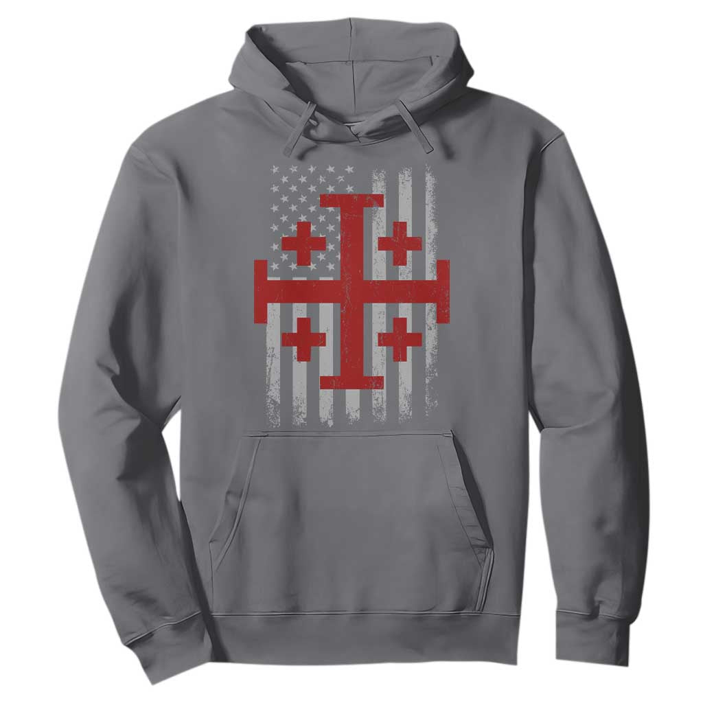 Catholic Crusader Cross Hoodie Knight Templar Patriotic American Flag TS10 Charcoal Print Your Wear