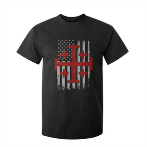 Catholic Crusader Cross T Shirt For Kid Knight Templar Patriotic American Flag TS10 Black Print Your Wear