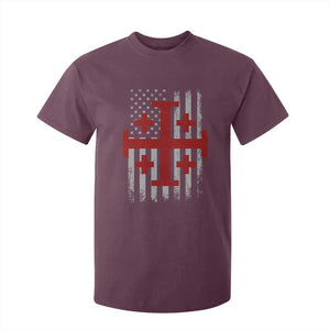 Catholic Crusader Cross T Shirt For Kid Knight Templar Patriotic American Flag TS10 Maroon Print Your Wear