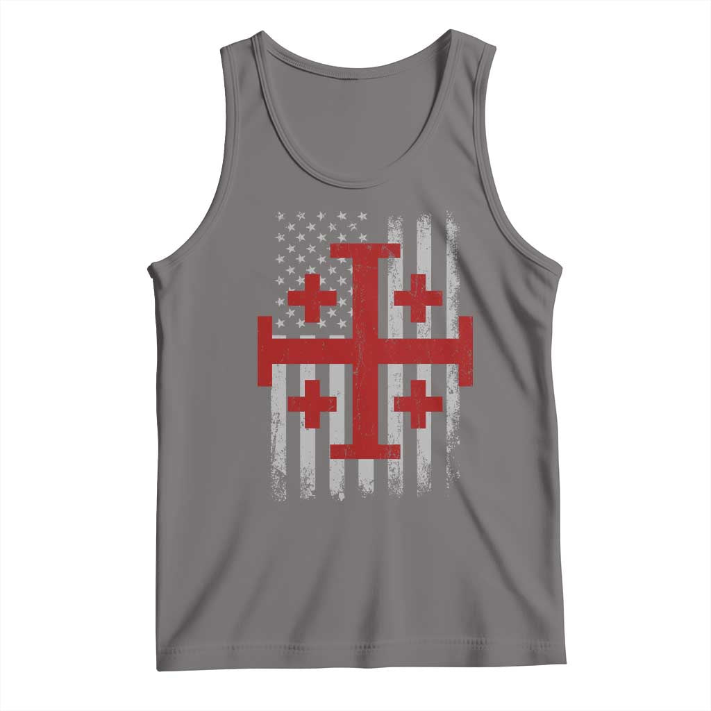 Catholic Crusader Cross Tank Top Knight Templar Patriotic American Flag TS10 Deep Heather Print Your Wear