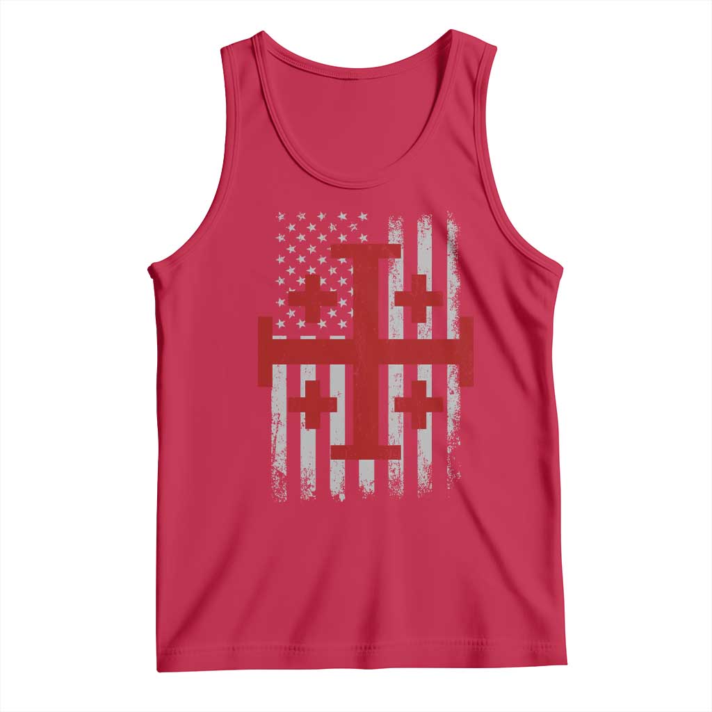 Catholic Crusader Cross Tank Top Knight Templar Patriotic American Flag TS10 Red Print Your Wear
