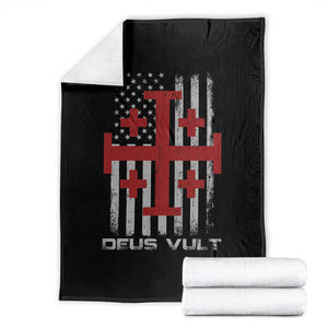 Catholic Knight Templar Crusader Cross Throw Blanket Knight Templar Patriotic American Flag TS10 Black Print Your Wear