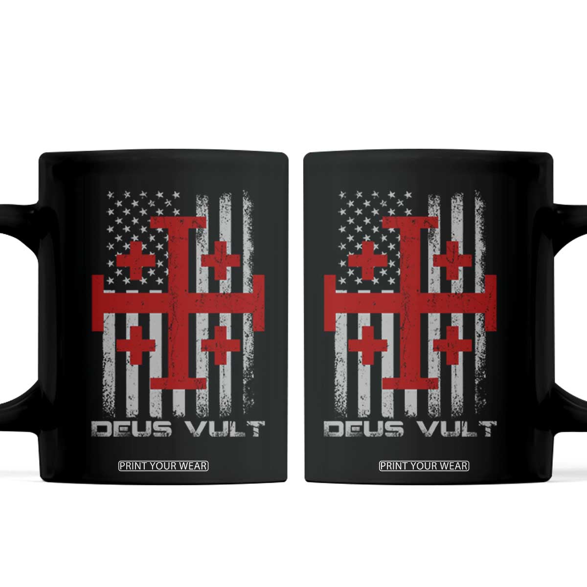 Catholic Knight Templar Crusader Cross Coffee Mug Knight Templar Patriotic American Flag TS10 Black Print Your Wear