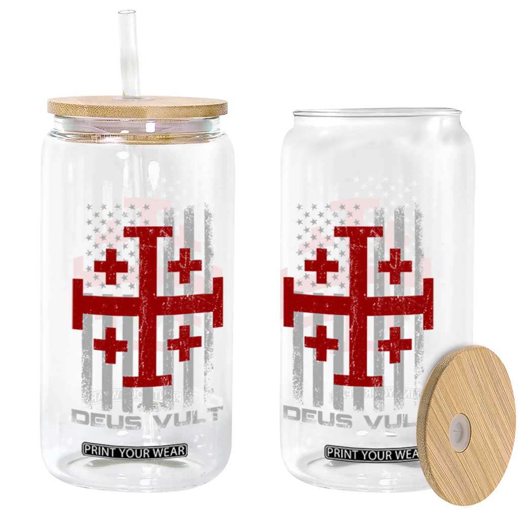 Catholic Knight Templar Crusader Cross Glass Can Knight Templar Patriotic American Flag TS10 Print Your Wear