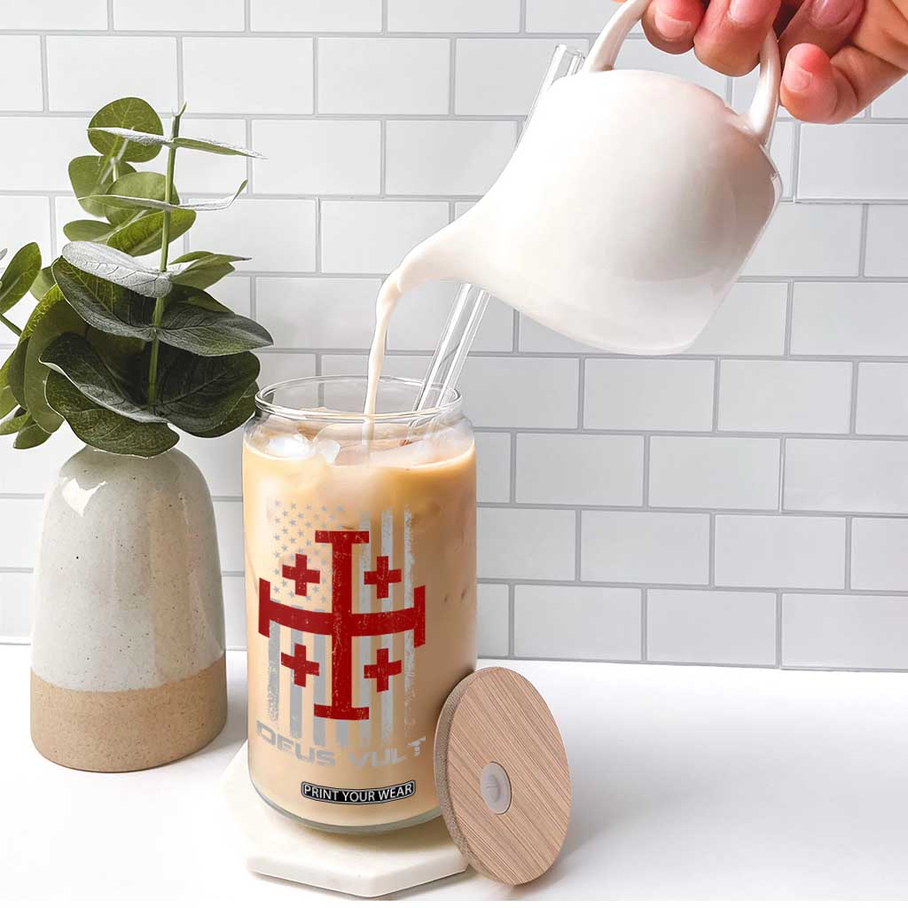 Catholic Knight Templar Crusader Cross Glass Can Knight Templar Patriotic American Flag TS10 Print Your Wear