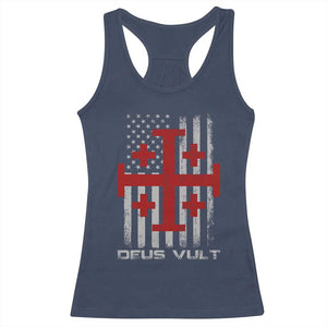 Catholic Knight Templar Crusader Cross Racerback Tank Top Knight Templar Patriotic American Flag TS10 Navy Print Your Wear