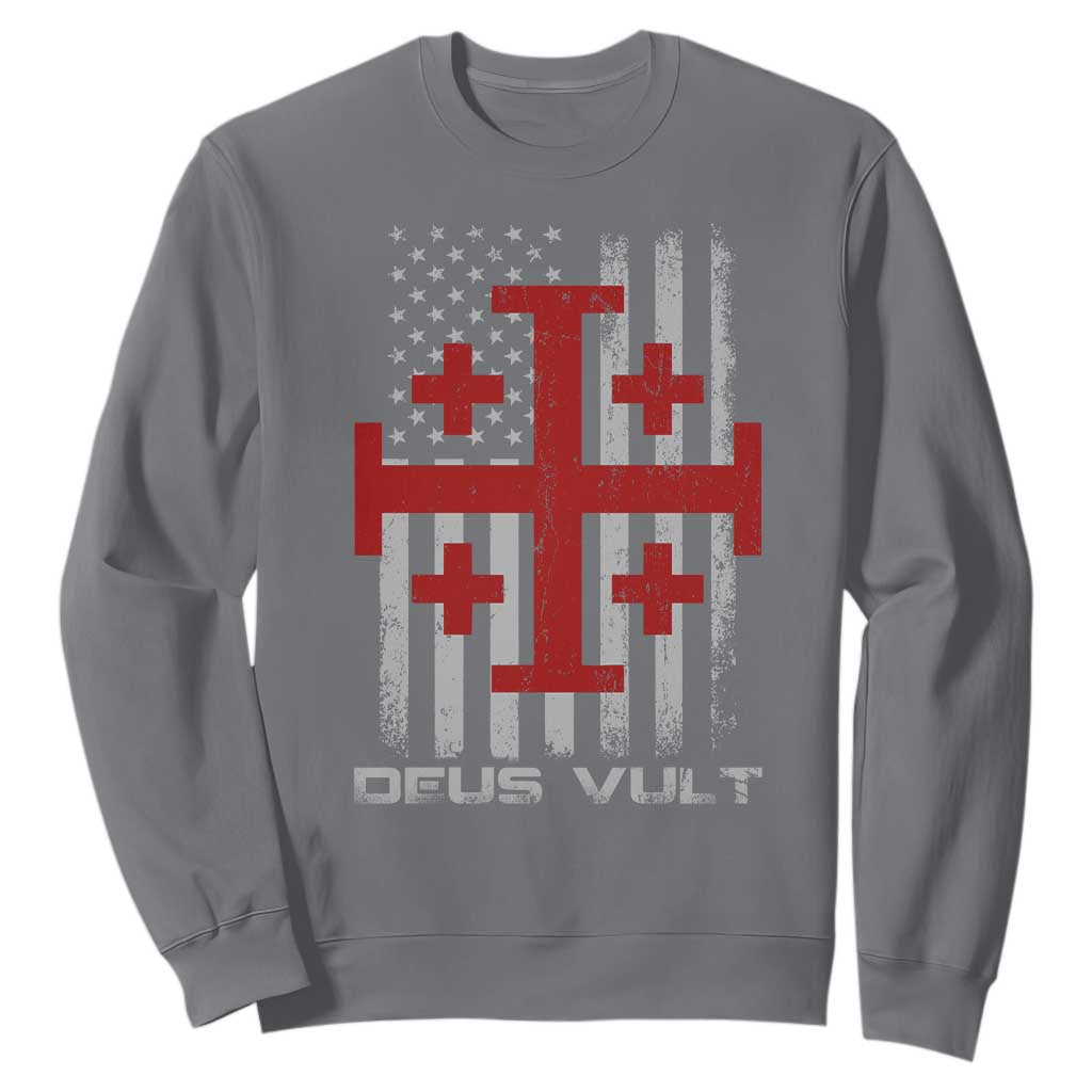 Catholic Knight Templar Crusader Cross Sweatshirt Knight Templar Patriotic American Flag TS10 Charcoal Print Your Wear