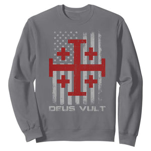 Catholic Knight Templar Crusader Cross Sweatshirt Knight Templar Patriotic American Flag TS10 Charcoal Print Your Wear