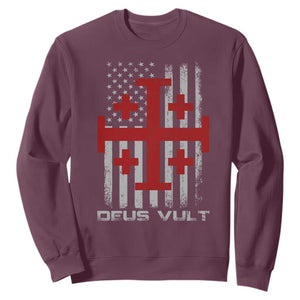 Catholic Knight Templar Crusader Cross Sweatshirt Knight Templar Patriotic American Flag TS10 Maroon Print Your Wear
