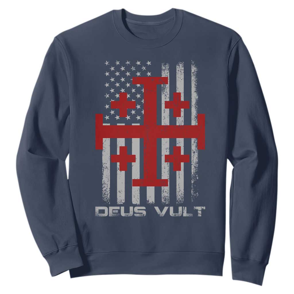 Catholic Knight Templar Crusader Cross Sweatshirt Knight Templar Patriotic American Flag TS10 Navy Print Your Wear