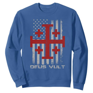 Catholic Knight Templar Crusader Cross Sweatshirt Knight Templar Patriotic American Flag TS10 Royal Blue Print Your Wear