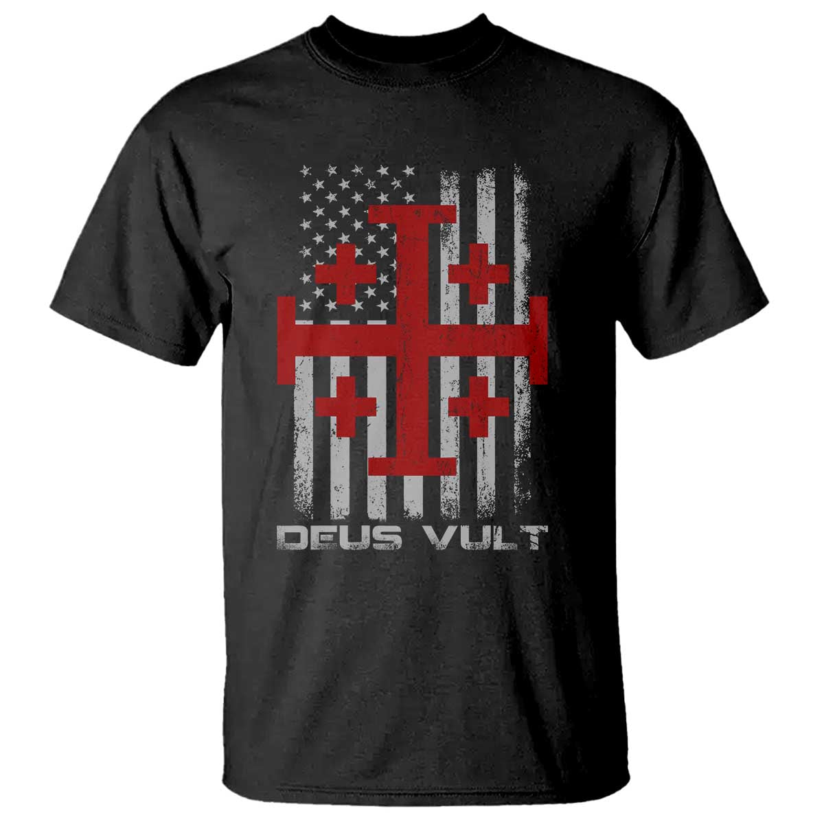 Catholic Knight Templar Crusader Cross T Shirt Knight Templar Patriotic American Flag TS10 Black Print Your Wear
