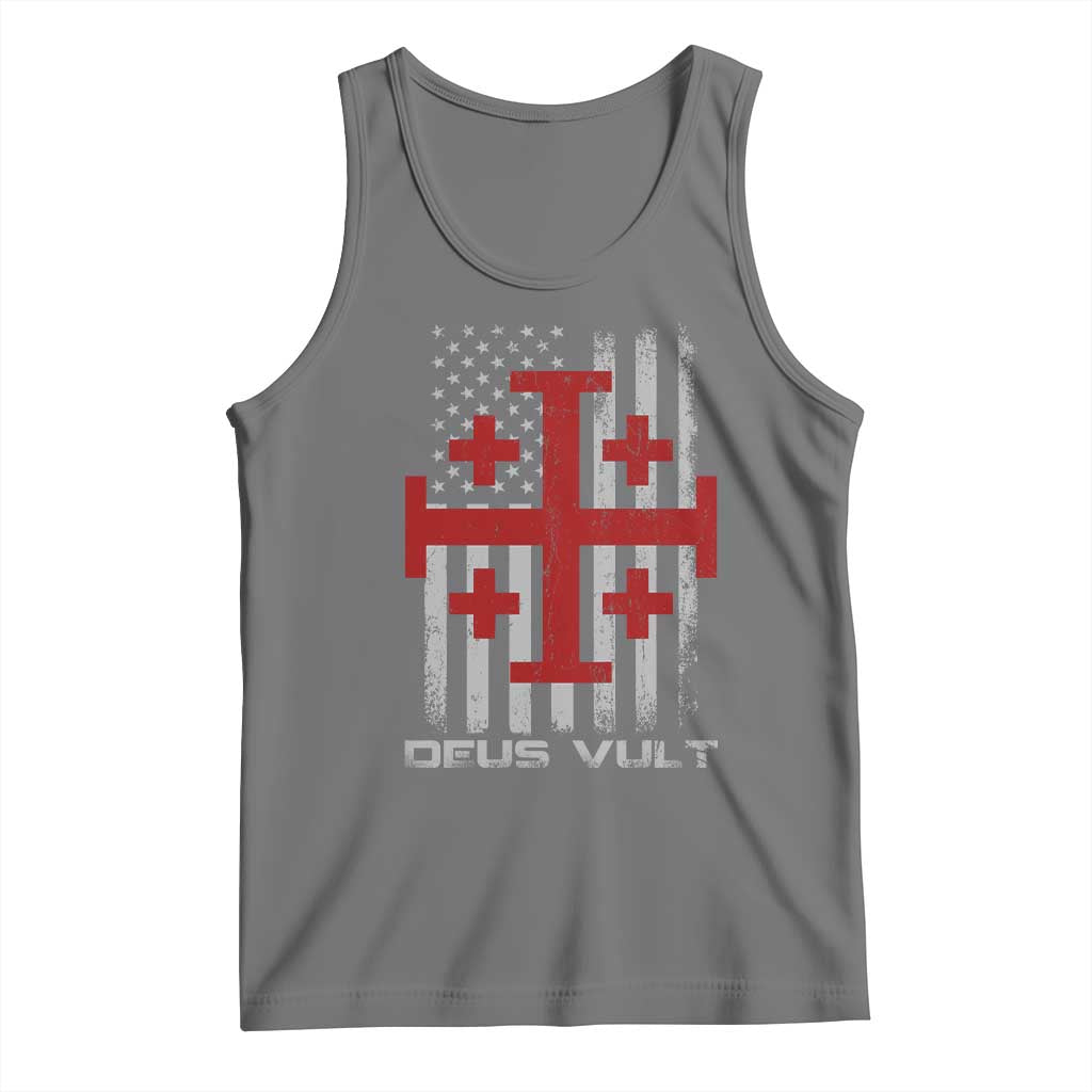 Catholic Knight Templar Crusader Cross Tank Top Knight Templar Patriotic American Flag TS10 Black Heather Print Your Wear