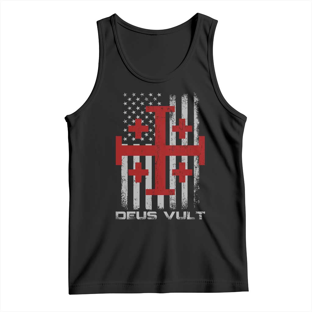 Catholic Knight Templar Crusader Cross Tank Top Knight Templar Patriotic American Flag TS10 Black Print Your Wear