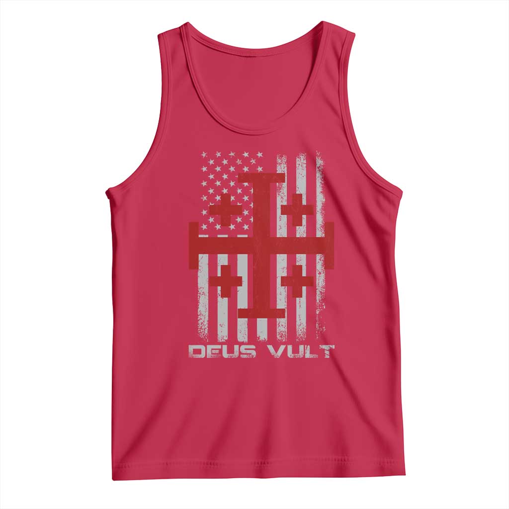 Catholic Knight Templar Crusader Cross Tank Top Knight Templar Patriotic American Flag TS10 Red Print Your Wear