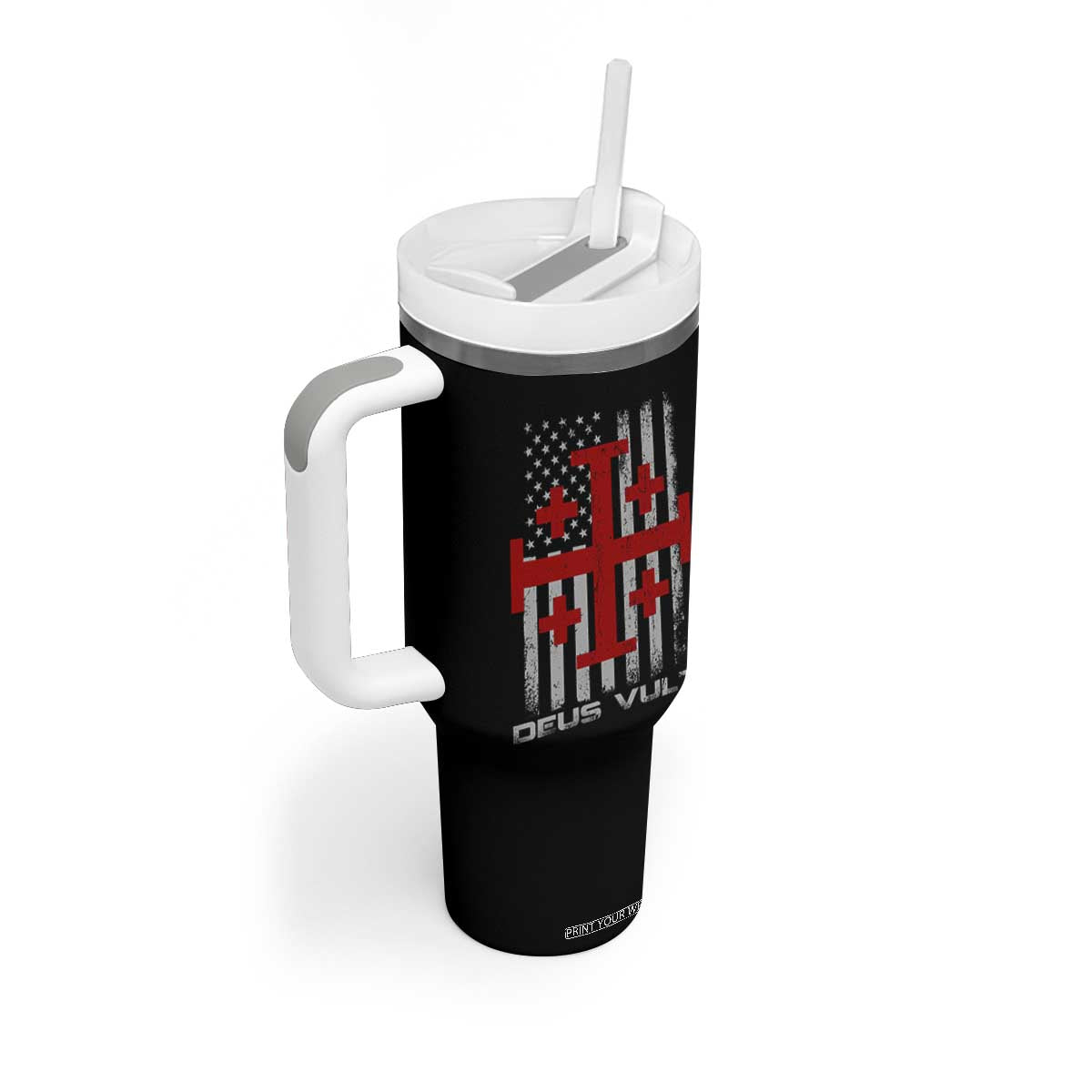 Catholic Knight Templar Crusader Cross Tumbler With Handle Knight Templar Patriotic American Flag TS10 Print Your Wear
