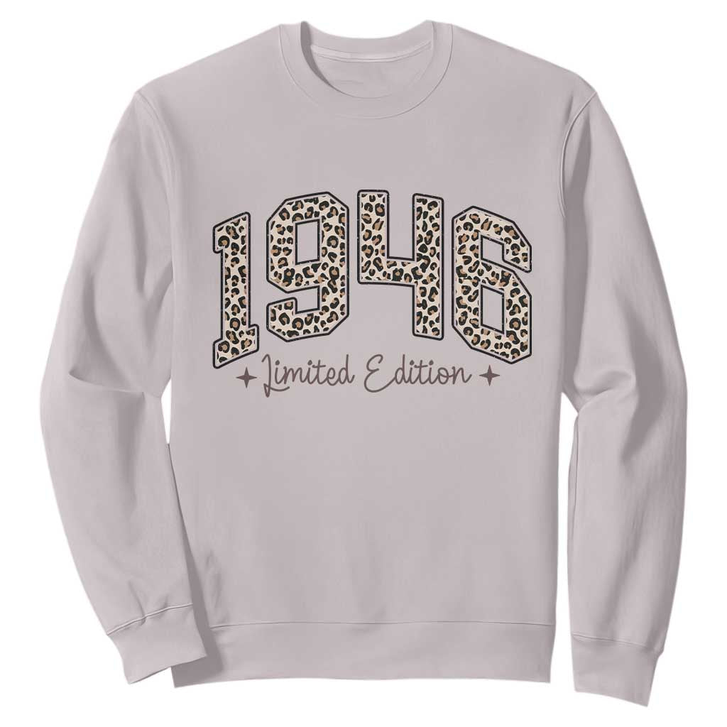 1946 Retro Birthday Sweatshirt 80 Year Old Leopard 80th Birthday Gifts For Women TS10 Ice Gray Print Your Wear