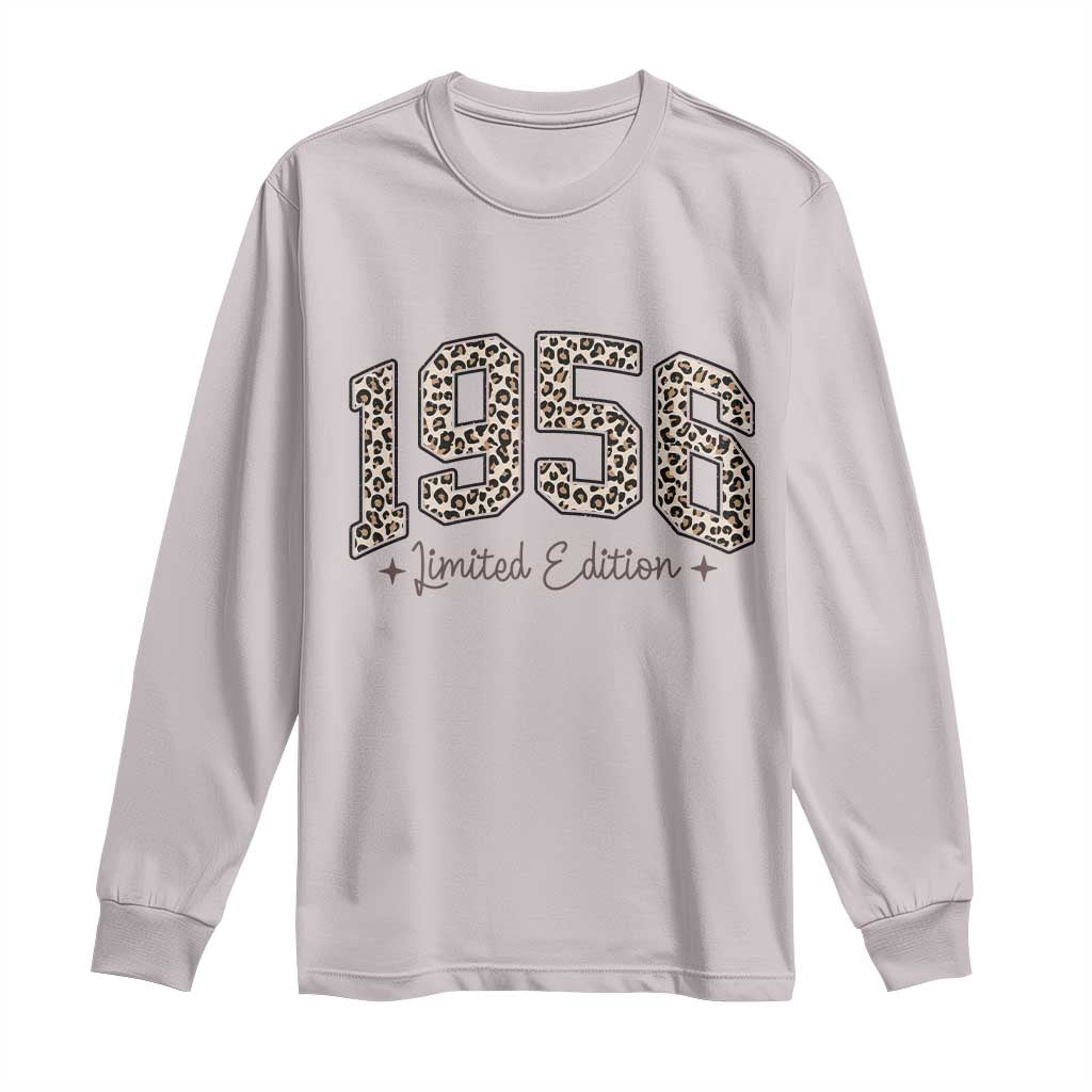 1956 Retro Birthday Long Sleeve Shirt 70 Year Old Leopard 70th Birthday Gifts For Women TS10 Ice Gray Print Your Wear