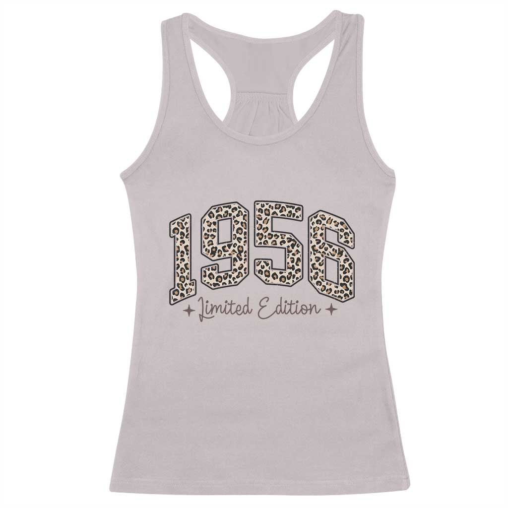 1956 Retro Birthday Racerback Tank Top 70 Year Old Leopard 70th Birthday Gifts For Women TS10 Ice Gray Print Your Wear