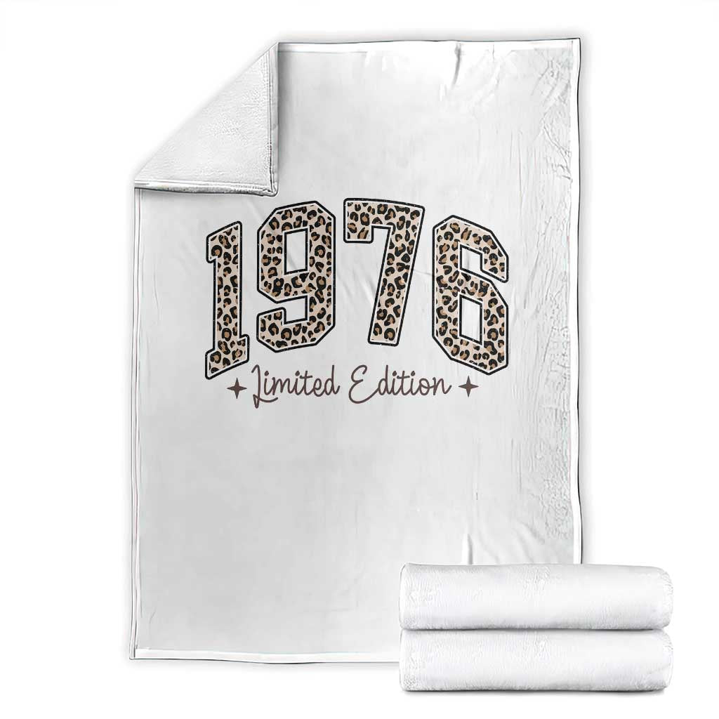 1976 Retro Birthday Throw Blanket 50 Year Old Leopard 50th Birthday Gifts For Women TS10 White Print Your Wear
