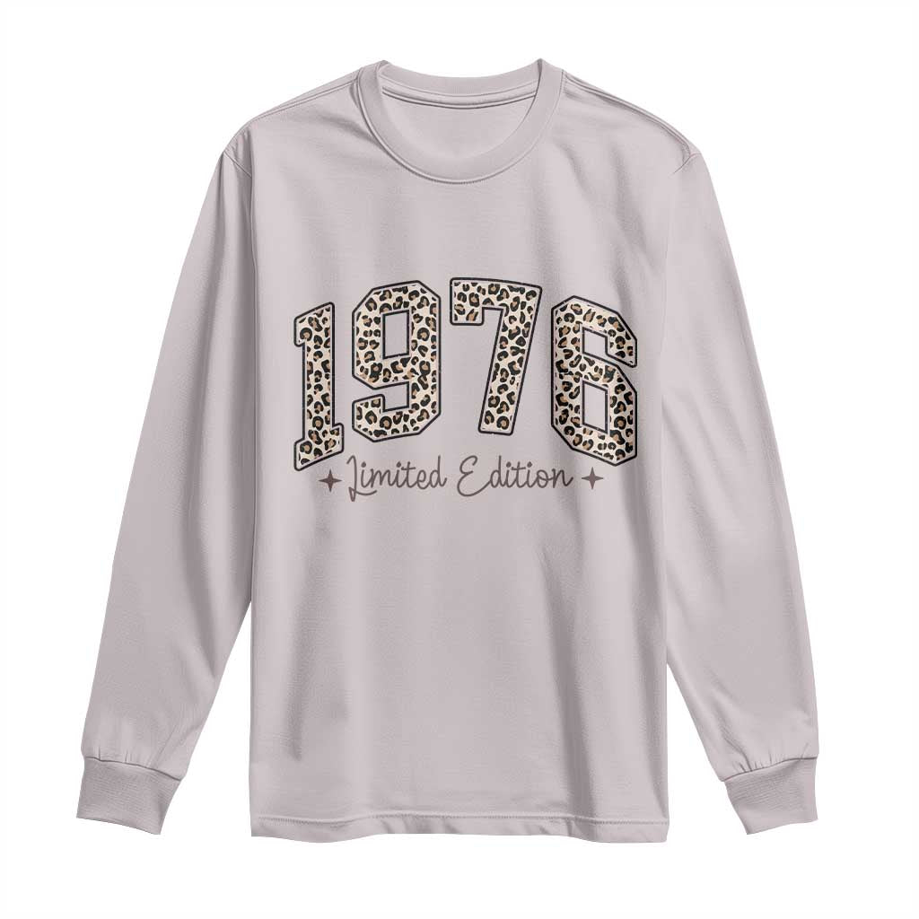 1976 Retro Birthday Long Sleeve Shirt 50 Year Old Leopard 50th Birthday Gifts For Women TS10 Ice Gray Print Your Wear