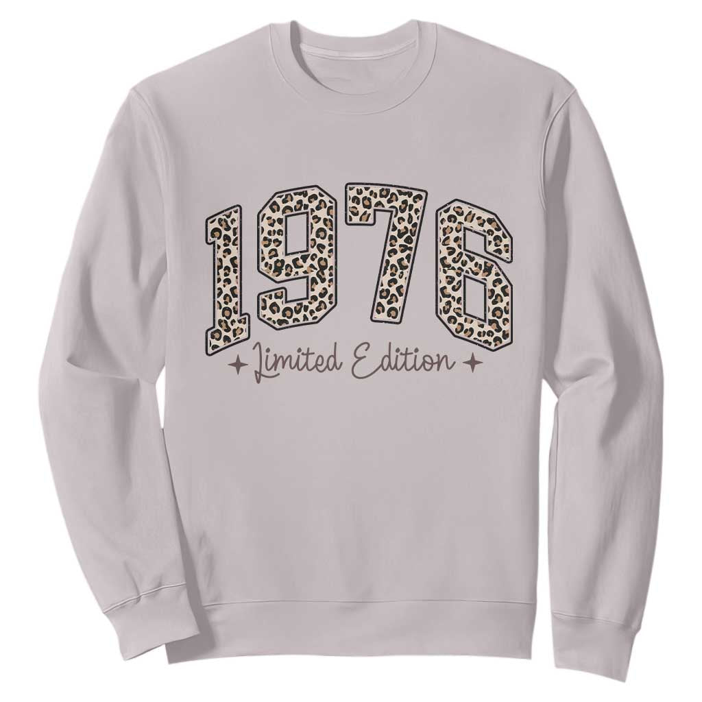 1976 Retro Birthday Sweatshirt 50 Year Old Leopard 50th Birthday Gifts For Women TS10 Ice Gray Print Your Wear