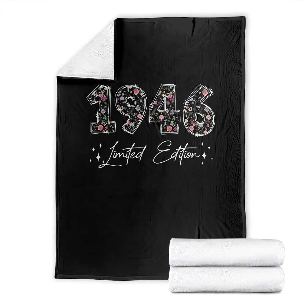 80th Birthday Throw Blanket Floral 1946 80 Year Old Birthday Gifts For Women TS10 Black Print Your Wear