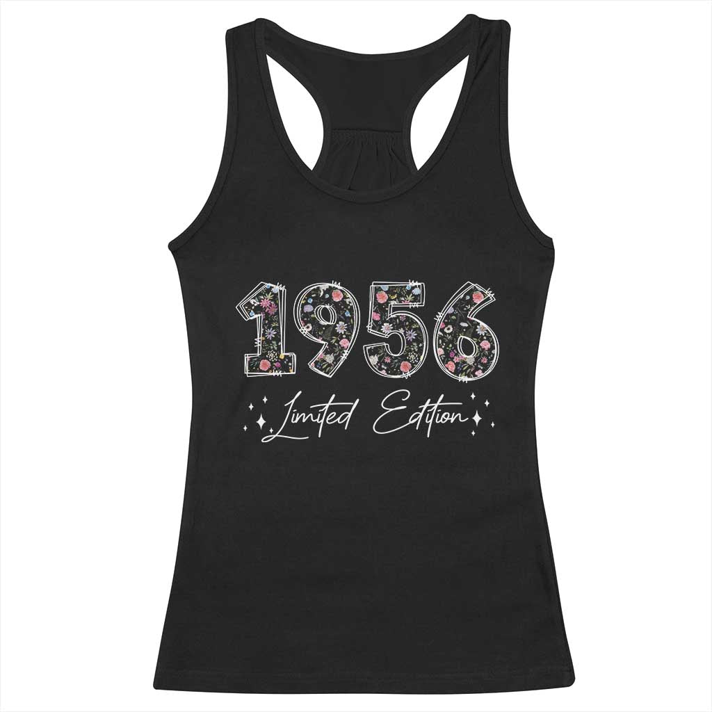 70th Birthday Racerback Tank Top Floral 1956 70 Year Old Birthday Gifts For Women TS10 Black Print Your Wear