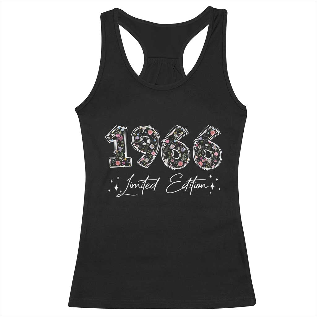60th Birthday Racerback Tank Top Floral 1966 60 Year Old Birthday Gifts For Women TS10 Black Print Your Wear